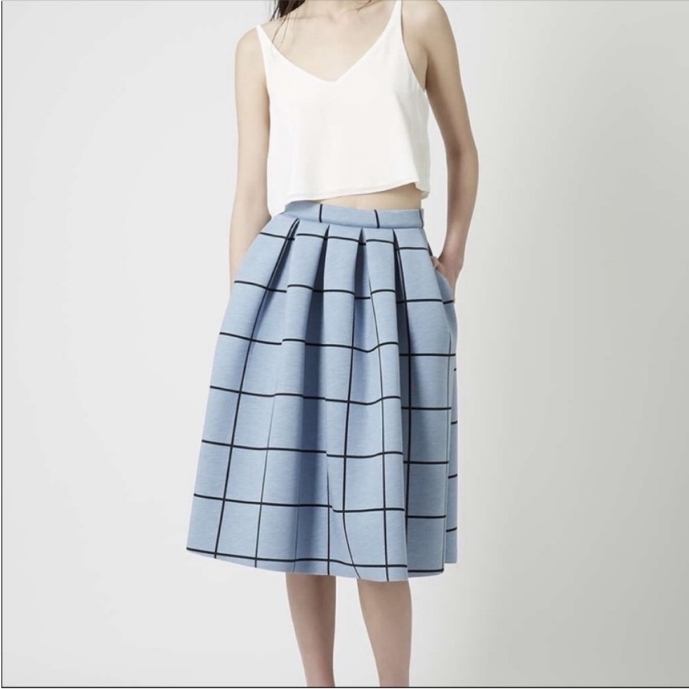 TopShop Grid Print MIDI Skirt A Line